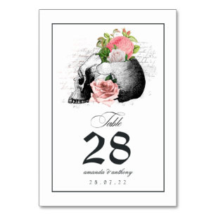 Numéro De Table Crâne gothique rose floral Numéro de tableau