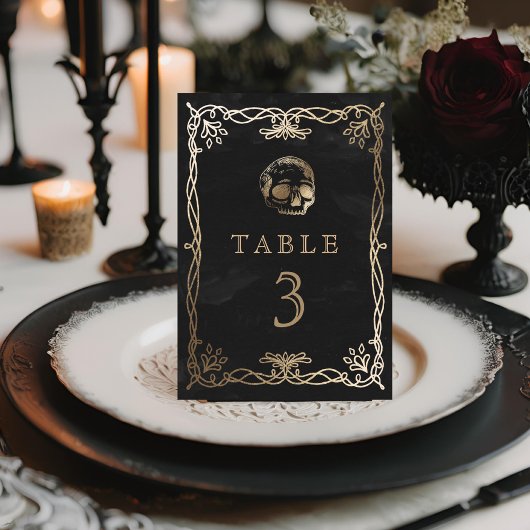 Numéro De Table Crâne Mariage gothique