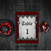 Numéro De Table Crânes d'argent sang rouge soie Mariage gothique