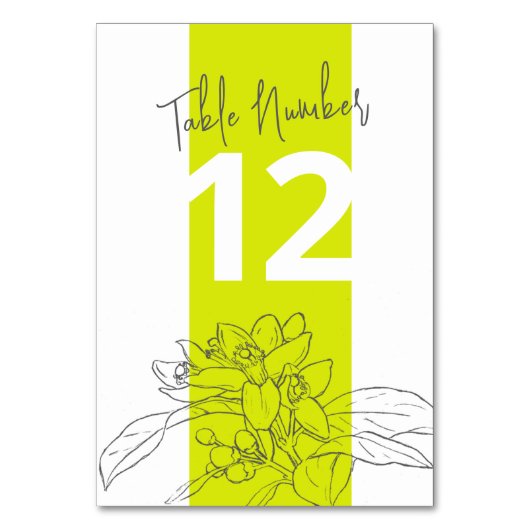 Numéro De Table Crayon gris citron vert mariage blanc (Dos)