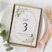 Numéro De Table Cream White Flowers, Boho, Baptism Table Numbers