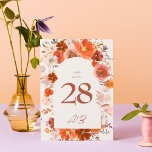 Numéro De Table Crème Brûlé Orange Floral Mariage Arc Botanique<br><div class="desc">*Numéro de tableau partie d'une collection</div>