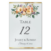 Numéro De Table Crème Floral & Ruban - Blanc Perle (Dos)