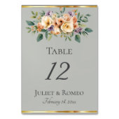 Numéro De Table Crème Floral & Ruban - Sauge (Dos)