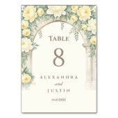 Numéro De Table Crème Jaune méditerranéen Mariage d'arc Floral (Dos)