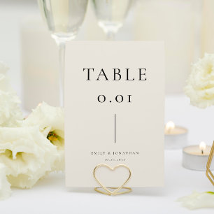 Numéro De Table Crème minimaliste et Mariage Vieux argent noir