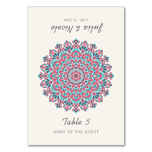 Numéro De Table Crescent Moon Mandala Wedding Place Card (Par défaut)