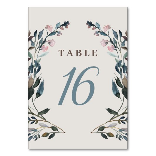 Numéro De Table Crest jardin | Eggshell | Floral Blue Mariage (Par défaut)