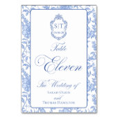 Numéro De Table Crest Monogram Blue Floral Script Eleven (Par défaut)