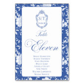 Numéro De Table Crest Monogram Blue Floral Script Eleven 8 Names (Par défaut)