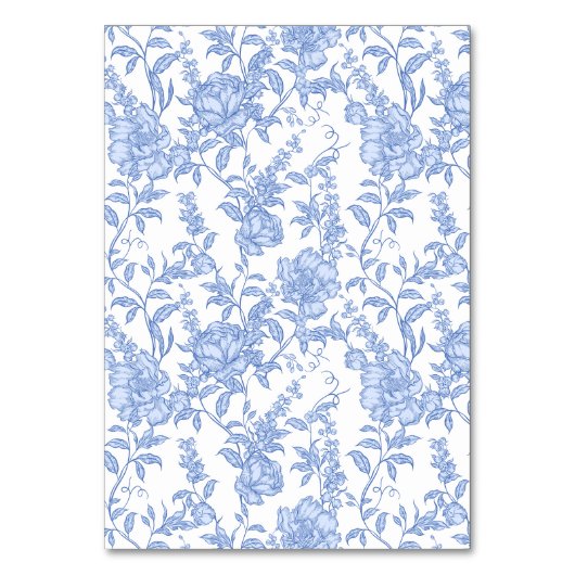 Numéro De Table Crest Monogram Blue Floral Script Five (Dos)