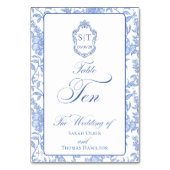 Numéro De Table Crest Monogram Blue Floral Script TEN (Par défaut)