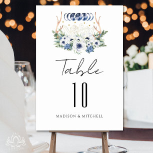 Numéro De Table Cristaux de lune Fleurs Boho Mariage métaphysique