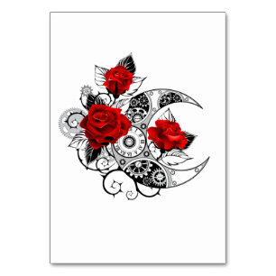 Numéro De Table Croissant mécanique avec roses rouges
