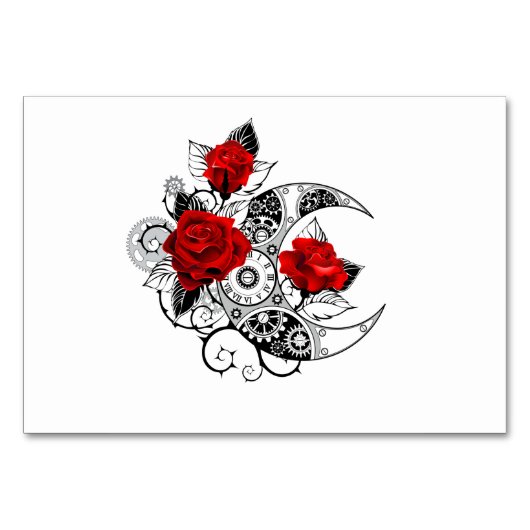 Numéro De Table Croissant mécanique avec roses rouges (Devant)