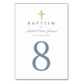 Numéro De Table Croix Religieuse Baptême Garçon Bleu (Dos)