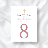 Numéro De Table Croix Religieuse Écriture Rose Élégante Baptême Fi