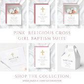 Numéro De Table Croix Religieuse Écriture Rose Élégante Baptême Fi