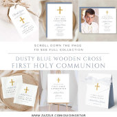 Numéro De Table Croix religieuse Garçon Première Communion Bleu