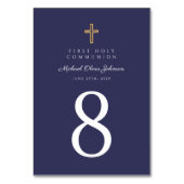 Numéro De Table Croix religieuse Marine Blue Boy Première communio (Par défaut)
