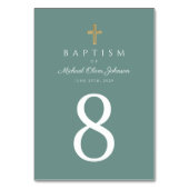 Numéro De Table Croix religieuse verte Baptême de garçon (Par défaut)