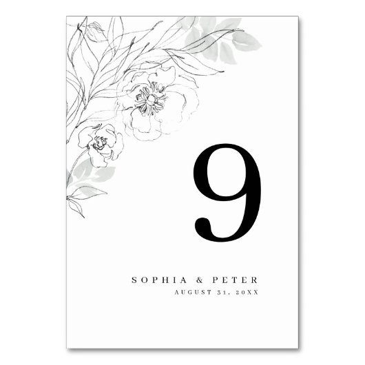 Numéro De Table Croquis botanique floral Numéro de tableau (Par défaut)