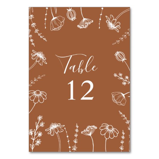 Numéro De Table Croquis Fleur sauvage en terre cuite encadré modif (Par défaut)