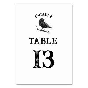 Numéro De Table Crow F-CAW-F Halloween personnalisé noir et blanc