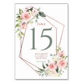 Numéro De Table Cuivre Géométrique Peach Rose Floral (Dos)