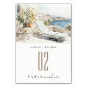 Numéro De Table Curfu Grèce Mariage de paysage aquarelle (Par défaut)