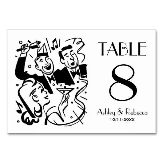 Numéro De Table Custom Art Deco Cocktail Party Table Number (Devant)