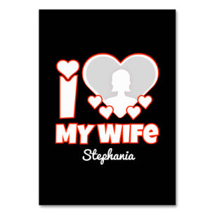 Numéro De Table Custom I Love My Wife - Ajouter Nom & Photo