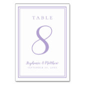Numéro De Table Customized Lavender Wedding Table Number Card (Dos)