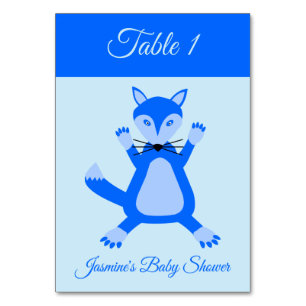 Numéro De Table Cute Blue Baby Boy Fox Baby shower personnalisé