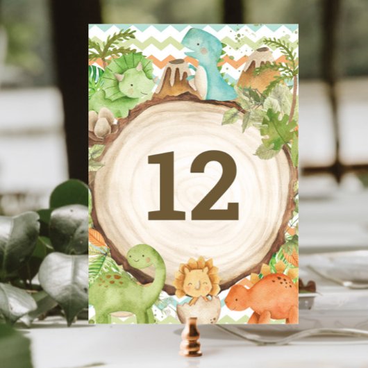 Numéro De Table Cute Friendly Dinosaures Baby shower 1er anniversa