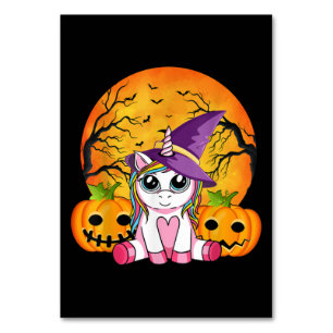 Numéro De Table Cute Halloween Girls Witchy Unicorn Halloween