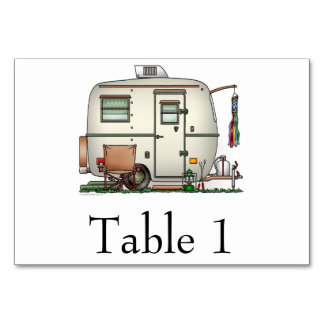 Numéro De Table Cute RV Vintage Verre Oeuf Camper Travel Trailer