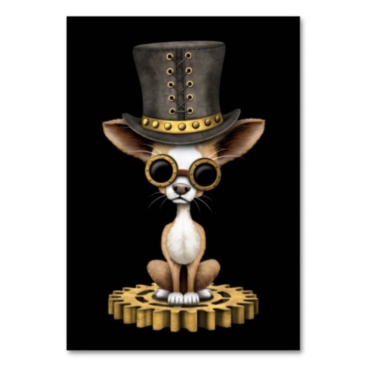 Numéro De Table Cute Steampunk Chihuahua Chiot Chien, noir (Par défaut)
