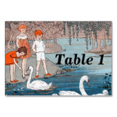 Numéro De Table Cygnes Enfants Vintage Lake Scène (Dos)