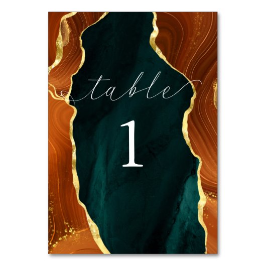 Numéro de table d'agate en marbre turquoise et or (Dos)