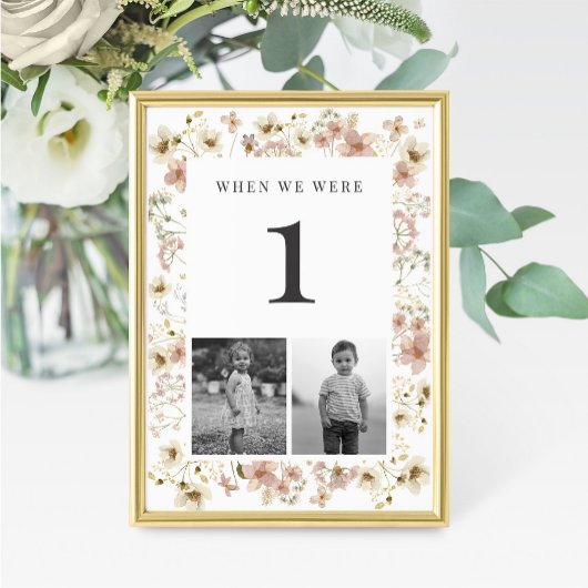 Numéro de table d'âge de mariage à la fleur sauvag