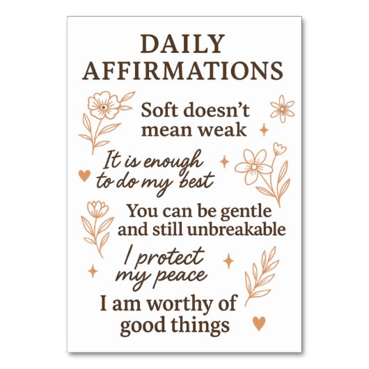 Numéro De Table Daily Mental Health Reminder | Self Love Healing (Par défaut)