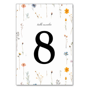 Numéro De Table Dainty Floral Fleur sauvage Mariage