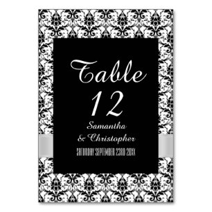 Numéro De Table Damas blanc et noir