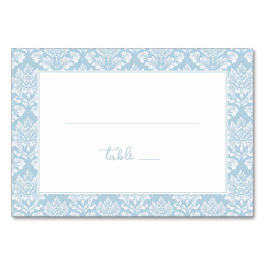 Numéro De Table Damas bleu clair élégant (Devant)