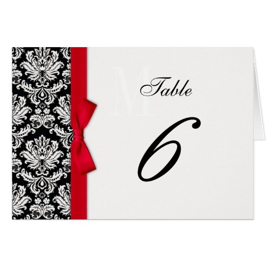 Numéro de table Damas de la Bow rouge (Devant horizontal)
