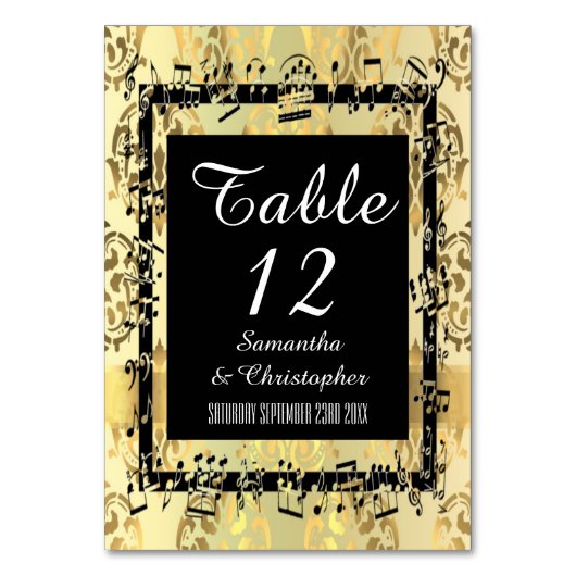 Numéro De Table Damas d'or et noir (Par défaut)