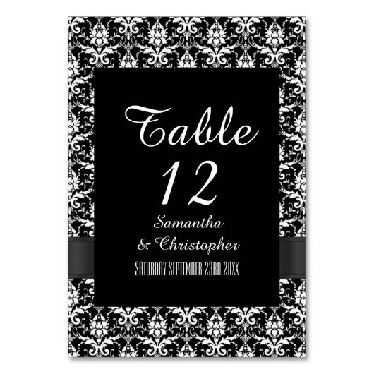 Numéro De Table damas gothique noir et blanc (Par défaut)