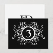 Numéro de table Damas noir et blanc (Devant / Derrière)