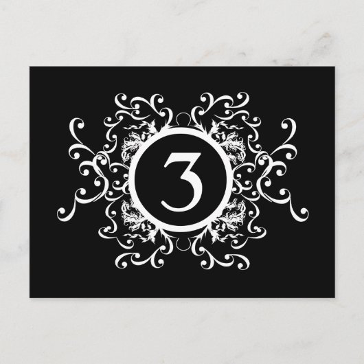 Numéro de table Damas noir et blanc (Devant)